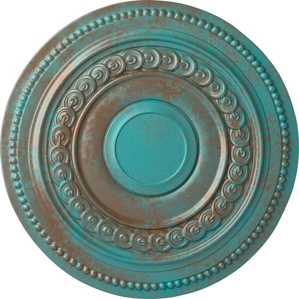 Ekena Millwork Oldham Ceiling Medallion (Fits Canopies up to 8 5/8"), 18"OD x 1 1/4"P, Copper Green Patina CM18OLCGS - main